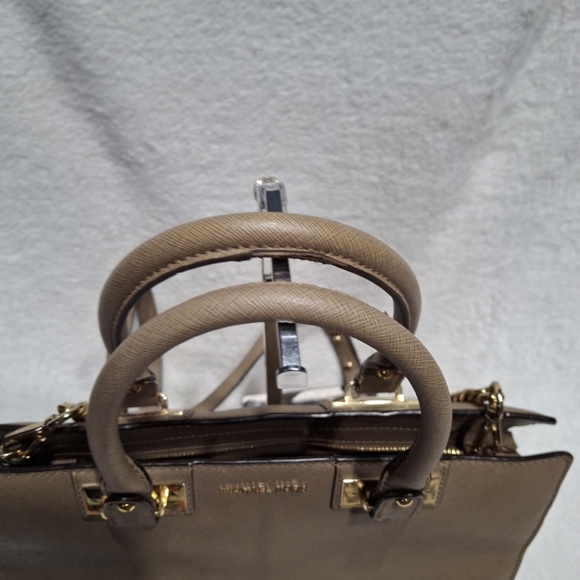 Michael Kors Taupe Satchel with Gold Accents - Picture 3 of 12
